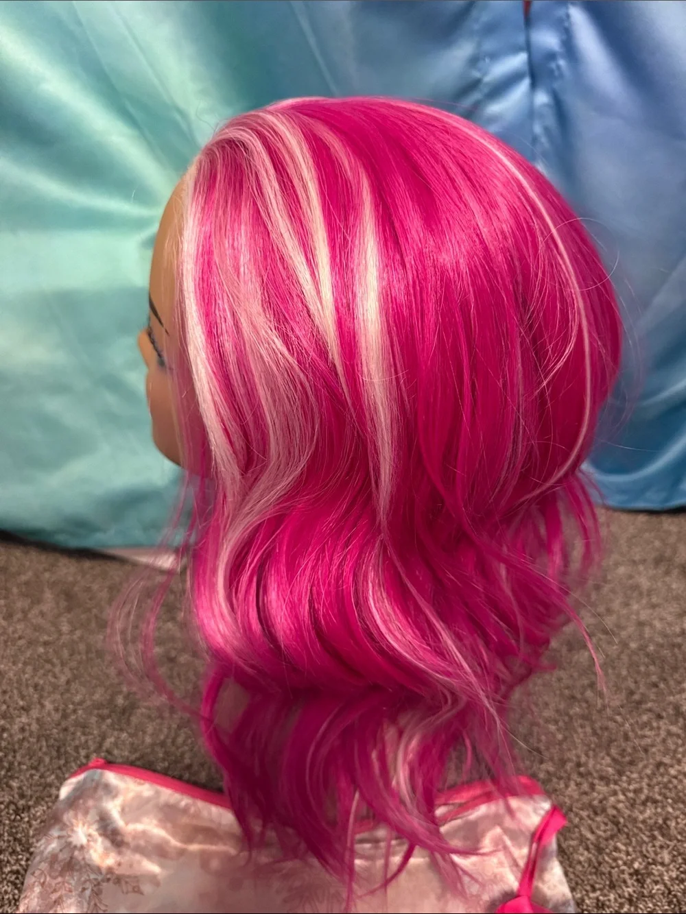 Petite Shiloh Pink Panther Women’s Wig - Vibrant Pink & White Highlights